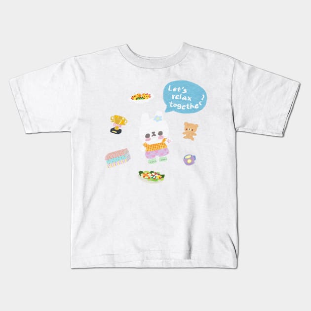 Kira-chan the Relaxing bunny's Favourite Things Kids T-Shirt by katsukin